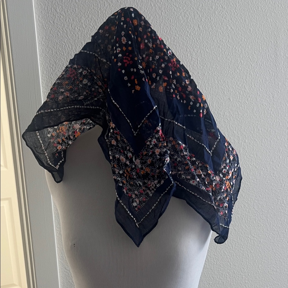 Echo Navy Floral Sheer Scarf